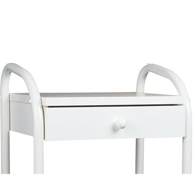 "Option Single Drawer Duo or Trio add-on in white, providing extra storage for beauty tools and accessories."