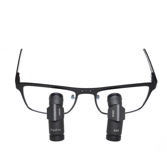 black loupes glasses on white background