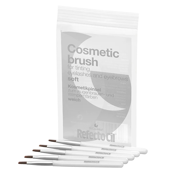 Refectocil Cosmetic Brush for tinting eyelashes and eyebrows, soft silver brush with fine bristles for precise application of tint.