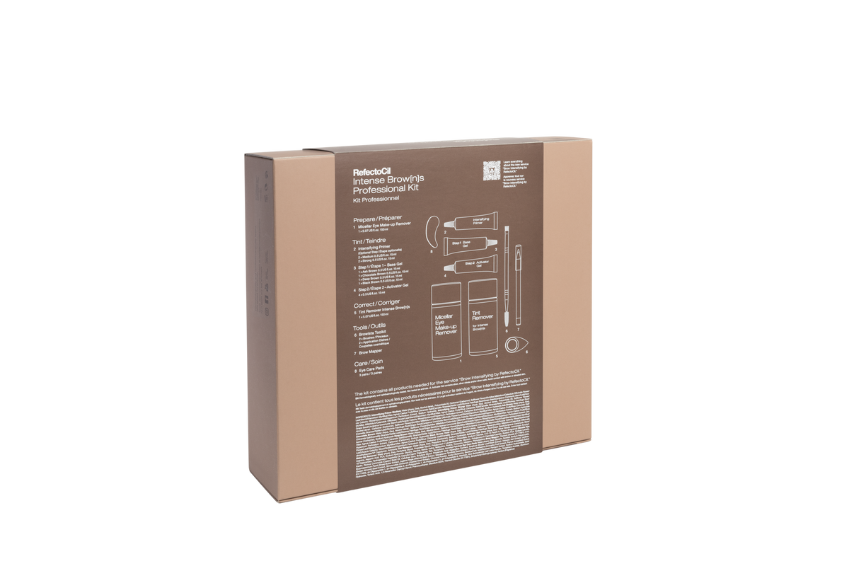 "RefectoCil Intense Browns Kit for creating bold, long-lasting eyebrow and eyelash tints, perfect for professional beauty treatments. whole collection of refectocil products for Brows  and lashes, 14 items"
1 x Micellar Eye Make-up Remover 150 ml
2 x Medium Intensifying Primer 15 ml
2 × Strong Intensifying Primer 15 ml
1 × Base Gel Ash Brown 15 ml
1 × Base Gel Chocolate Brown 15 ml
1 × Base Gel Deep Brown 15 ml
1 × Base Gel Black Brown 15 ml
4 x Activator Gel 15 ml
1 x Tint Remover Intense Brow[n]s 150 ml
