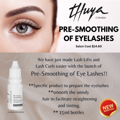 Thuya lash Pre-Smoothing Treatment in a 15ml bottle, used for conditioning and prepping lashes for lamination and shaping procedures.