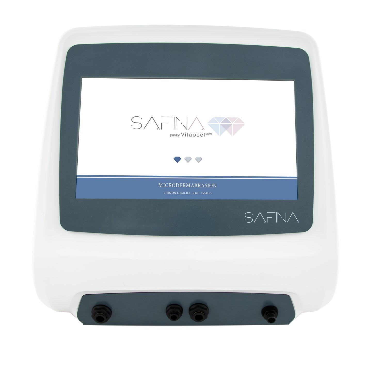 "Safina Pur microdermabrasion device designed for deep exfoliation, targeting imperfections like dark spots, wrinkles, and scars. With corundum microcrystals for exfoliating and improving skin texture."