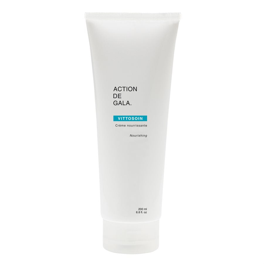 A 200ml tube of Vittosoin Nourishing Cream by Action de Gala, a rich and hydrating cream designed for dry and sensitive skin, available at A & E Beauty Supplies
